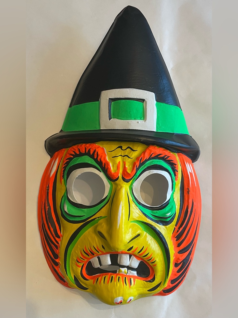 Vintage Ben Cooper Vacuform Plastic Hag Witch Halloween Mask